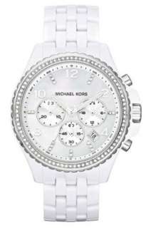 Michael Kors MK5489 Womens White Resin Chronograph Crystal Watch 