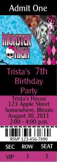 12 Monster High Ticket Style Birthday Invitations2 Styles To 