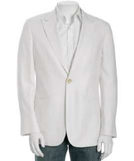 Armani white diamond jacquard single button blazer   