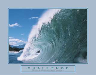 Challenge Surf Wave Motivational Poster Surfing Print  