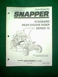 SNAPPER REAR ENGINE RIDING MOWER SERIES 10 MANUAL  