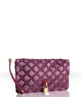 Marc Jacobs purple satin crystal and stud clutch   