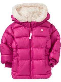 New Frost Free Old Navy Winter Pink Hooded Coat Jacket Toddler Girls 