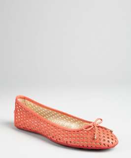 Jimmy Choo coral perforated leather Walsh bow embellished flats