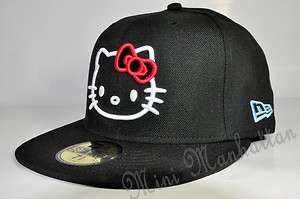 HELLO KITTY BLACK & RED BOWKNOT NEW ERA 59Fifty Fitted CAP HAT  
