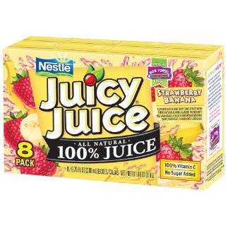 Juicy Juice 100% Juice, Strawberry Banana, 8 Count, 6.75 Ounce Boxes 