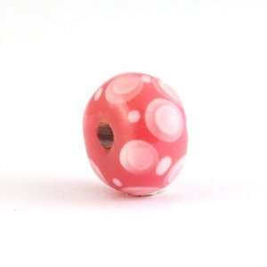    10mm Dotted Pink Rondelle Large Hole Lampwork Beads Jewelry