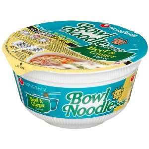 Nong Shim Bowl Noodle Soup, Beef & Ginger, 3.03 Ounce Bowls (Pack of 