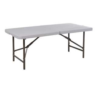   Long Plastic Center Folding Table Fold In Half Outdoor White  