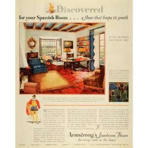  1931 Ad Armstrongs Linoleum Tile Flooring Spanish Room 