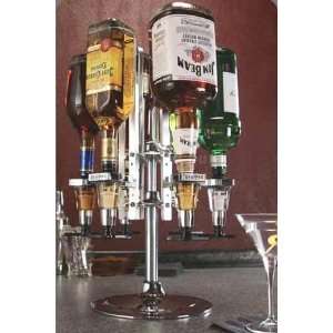  6 Bottle Rotary Liquor Dispenser Rack Hvy Duty Metered 