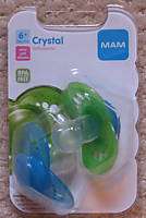   BPA FREE MAM CRYSTAL SILICONE PACIFIERS 6 mo+ BLUE 845296023520  