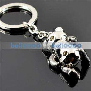 KEYCHAIN 3D PANDA Movable arms and legs SILVER KEY K613  