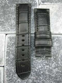 NEW 24mm Black Deployment Leather Strap Band for PANERAI 24  