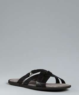 Salvatore Ferragamo black leather Damiano sandal
