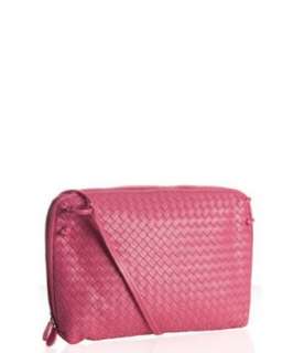 Bottega Veneta pink woven nappa zip cross body bag   