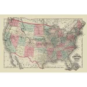  Map of the United States Territories 1872   20x30 Gallery 