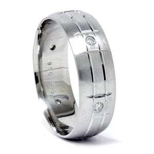   Mens 950 Palladium 7mm Diamond Brushed Wedding Ring Jewelry