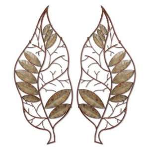  Abstract Metal Wall Art Lyla Leaves, Set/2