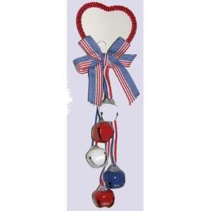  Red White and Blue Metal Bells and Ribbon Red Heart Door or Wall 
