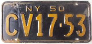 1950 New York CV17 53 License Plate  