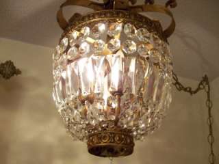  crystal basket empire gold chandelier prisms~Plug & swag  