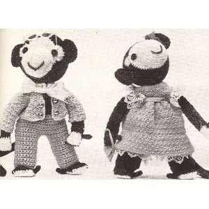 com Vintage Crochet PATTERN to make   Monkey Boy Girl Soft Toy Dolls 