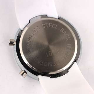 White Round Mirror Face PU Band LED Fashion Watch
