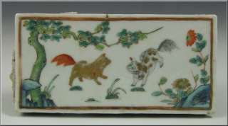 Interesting 18thC Chinese Enamel Painted Porcelain Tile  