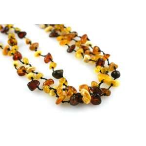   Three Strand Multi Amber Chip Necklace Amber Collection Jewelry