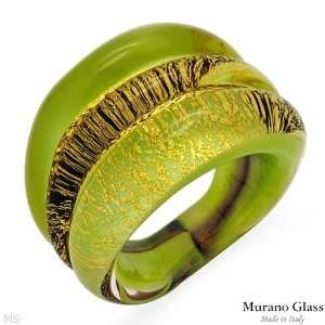  MURANO GLASS Made in Italy Majestic Ring Crafted in 24K 