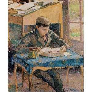   name Portrait of Rodo Pissarro Reading the Artists Son 1, by Pissarro