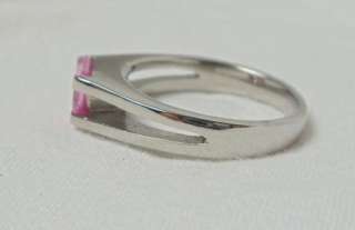 Stainless Steel Split Band Pink CZ Promise Ring SZ 7 s87  