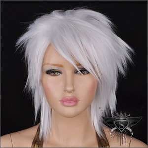 GW440 White Punk Rock Style Layer Short Hair Full Wig  