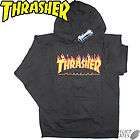 THRASHER Flame Logo punk Skateboard Hood Sweat Black S hoodie