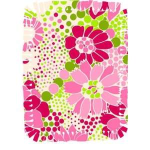  Microfleece No Sew Throw Kit Flowers Pink/Green Fabric By 