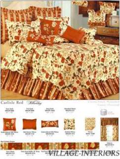 FRENCH COUNTRY FLORAL RED & YELLOW F/QUEEN QUILT SET  