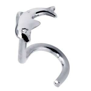  Dolphin 14K White Gold Nose Ring   Twist Jewelry