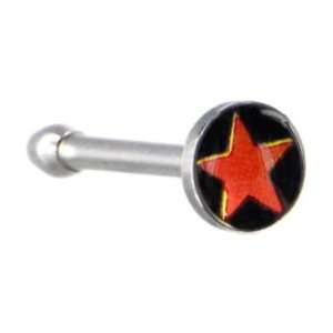  Surgical Steel Black and Red STAR Logo Nose Ring Jewelry