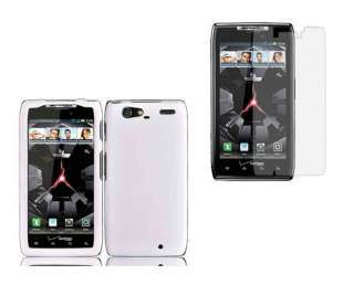 Screen Protector+White Motorola DROID RAZR MAXX XT916 Cover Hard Shell 