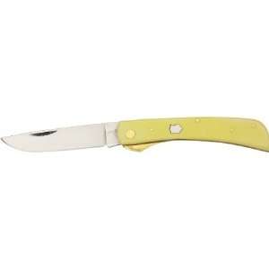   Old Yellow Work Linerlock Knife with Smooth Yellow Synthetic Handles