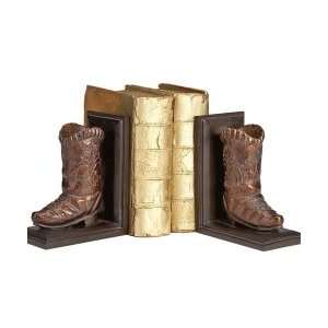  SET of 2 Old Western Rustic Brown Cowboy Boot Bookends 