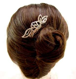 Beautiful Bridal Crystal Rose Leaf Hair Comb NEW  