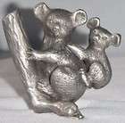 Vintage PEWTER Mother & Baby KOALA Figurine P DAVIS