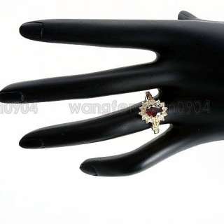 3ct Red Cubic Zirconia 18k Gold Plated Cute Flower Ring  