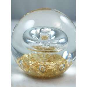   Glassy Rings Over Gold Surface Paperweight PW 725