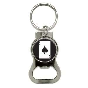  Playing Cards Ace of Spades   Bottle Cap Opener Keychain 