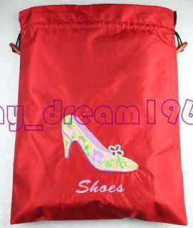 one red HANDMADE satin SILK EMBROIDER SHOES BAGS  