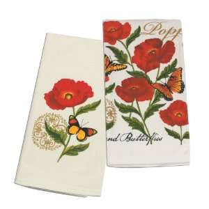   Dee Designs Terry Towel and Flour Sack Set, Poppies