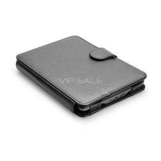 KINDLE TOUCH BLACK PREMIUM LEATHER COVER CASE WITH LED READING LIGHT 